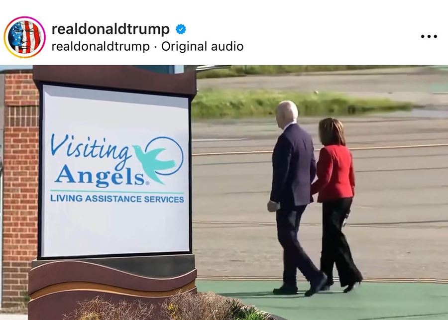 بدون تعليق.. ترامب ينشر فيديو لبايدن في طريقه لدخول دار لرعاية المسنين! (فيديو)